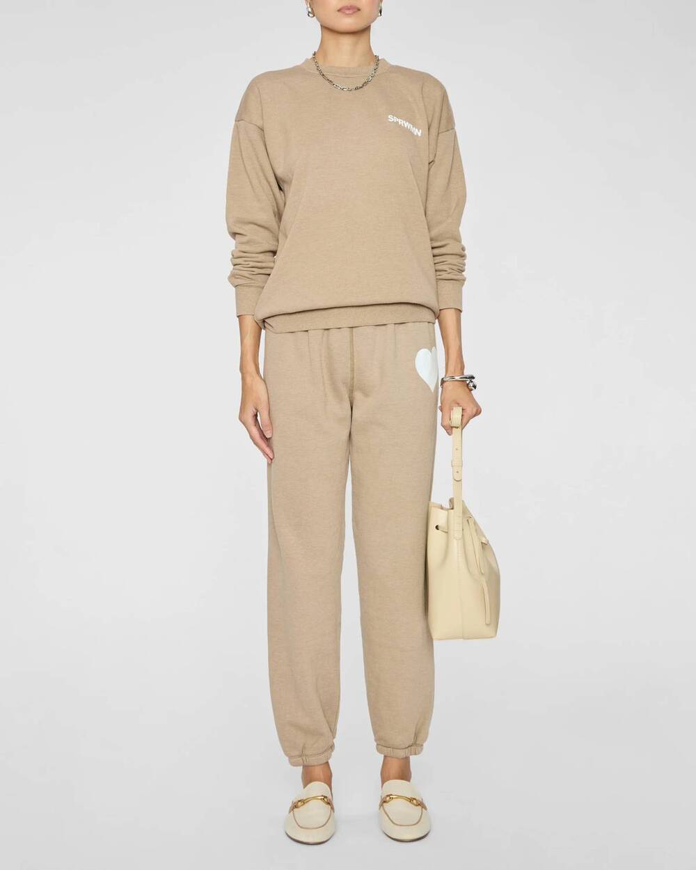 NEW SPRWMN small logo sweatshirt in latte